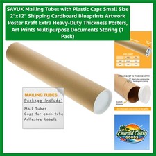 Mailing Tubes with Plastic Caps Small Size 2"x12" Shipping Cardboard Blueprin...