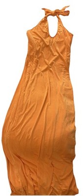 Charlie Holiday Dress Womens Celia Halter Top Midi Size Large Tangerine New