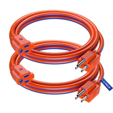 Extension Cord 6 Ft 16 AWG 3 Prong Blue Orange Indoor Power Cable 2 Pack