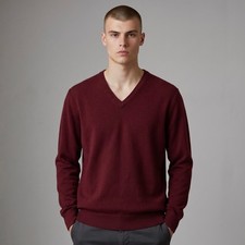 VTG The Scotch House Sweater Mens Large Red Pure Cashmere Pullover Made Scotland