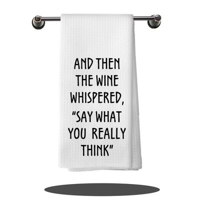 Funny Wine Kitchen Bathroom Decor Towels Lovers Gifts Waffle Weave 16x24