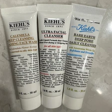 KIEHL'S CLEANSER TRIO 1 OZ / 30ML EACH  ULTRA FACIAL, CALENDULA, RARE EARTH