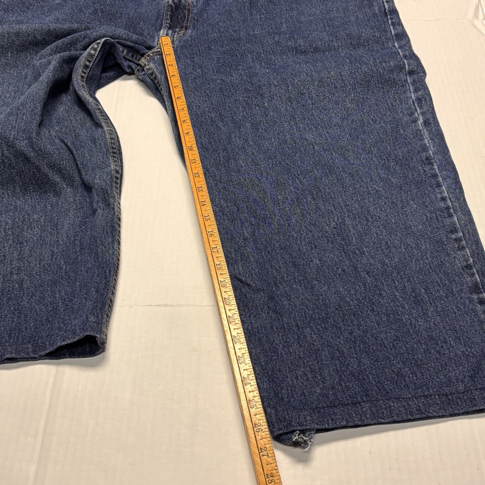 Levis 550 Modified Inseam Denim Jeans Men 52/26 Dark Wash Blue Stretch MODIFIED thumbnail 15