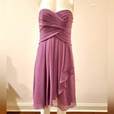 David's Bridal Strapless Chiffon Bridesmaid Dress Size 2 Ruched Mauve F14847