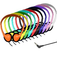 10 Pack Kids Headphones Bulk School Classroom Multi Color Wired 3.5mm Jack