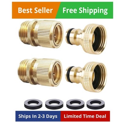 Garden Hose Quick Connect Solid Brass Quick Connector Garden Hose Fitting Wat...