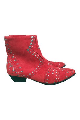 Coconuts by Matisse rote Wildleder Nieten spitz zulaufend Stiefeletten US 5 UK 3 neu mit Etikett