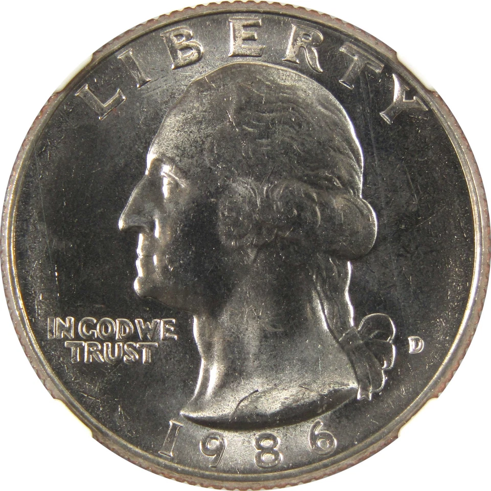 1986 D Washington Quarter MS 66 NGC Clad 25c Uncirculated SKU:I9505 - Image 3 of 4