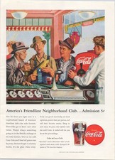 Coca-Cola 1946 Vintage Print Ad Soda Fountain America's Friendliest Club