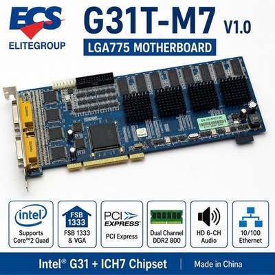 ECS G31T-M7 V1.0 LGA775 DDR2 PCIe Motherboard Intel G31 ICH7 Core2 Quad