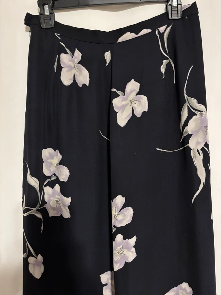 Falda Ann Taylor LOFT 8 Maxi Larga Seda Azul Floral Foto 3 de 4