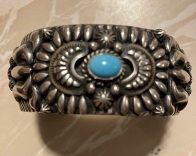 Darryl Becenti Navajo Sterling Silver Blue Turquoise Cuff Bracelet