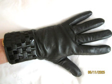  tienne Aigner Women's Black Leather Warm Lining Gloves Size M