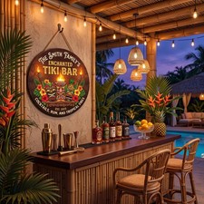 Custom Personalized Tiki Bar Wooden Sign Pool...
