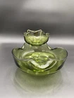 Vintage Anchor Hocking Avocado Green Glass Chip And Dip set MCM
