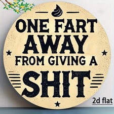 2D Flat Dog Poop Warning Tin Metal Signs Home D cor 8x8 Round Aluminum Wall Art