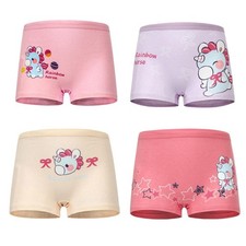 4pcs Girls Cotton Underwear Cartoon Unicorn Kids Panties Soft Breathable Boxer