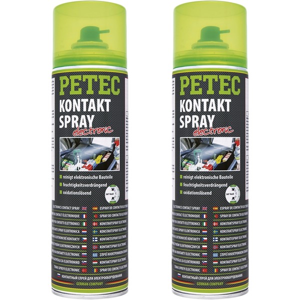 2x 500 ml PETEC SPRAY DE CONTACTO para ELECTRÓNICA LIMPIADOR DE CONTACTOS CONTACTO SPRAY DOSIS