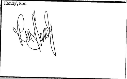 1980's -Ron Handy- Signed/Autograph/Auto Index Card New York Islanders NHL