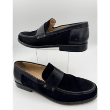 Dolce & Gabbana Italian Black Suede Leather Dress Loafers Mens 8 1/2 Toe Taps
