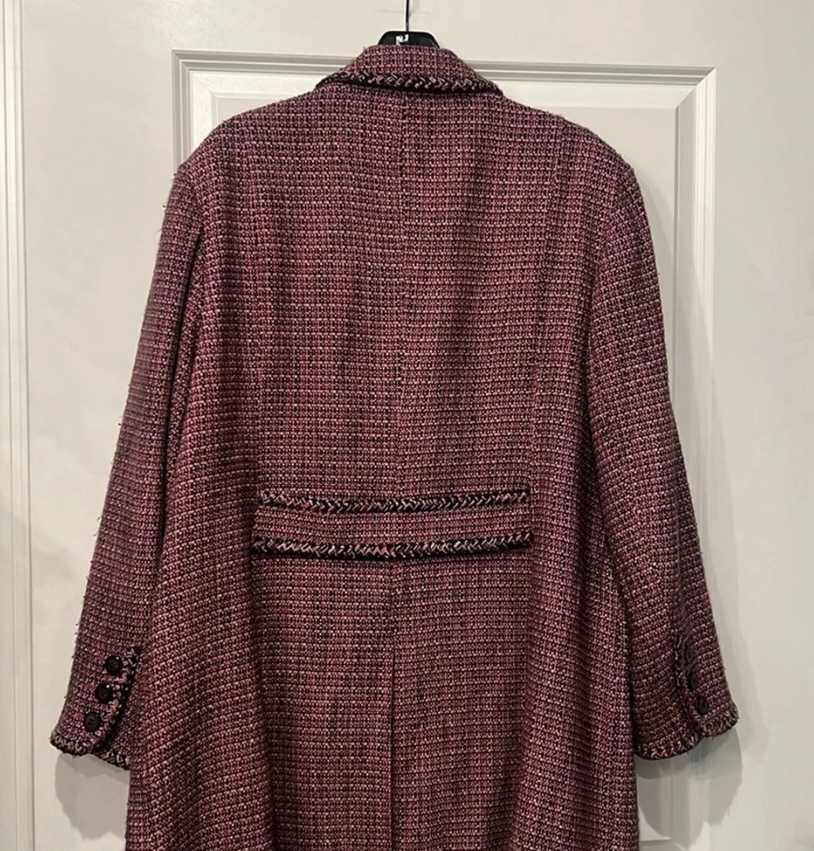 Blazer Lane Bryant Para Mujer Forrado Tweed Rosa Negro Talla 22W Traje Chaqueta Foto 3 de 4