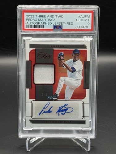 2022 Panini Three & Two Pedro Martinez Auto & Game Worn Jersey Patch /3 PSA 10