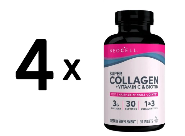 4 X Neocell Super Collagen + Vitamin C & Biotin - 90 Tablets (133,31 Eur/Kg)-image