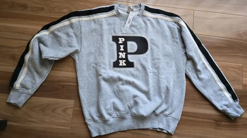 UNDERCOVER Felpa con cappuccio Victoria's Secret ROSA Ivy Fleece Campus nuova con etichette a righe S