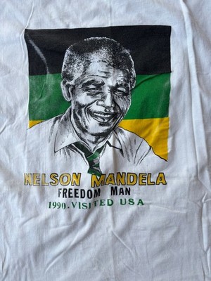 激レア！EDUBE / NELSON MANDELA Vtg Nelson Mandela Shirt Adult Large Free Man South African Black