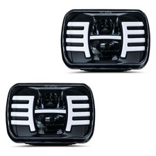 2pcs 7" X 6" Square White  Amber Headlights Turn Signal HI/LO Beam DRL Dayti...