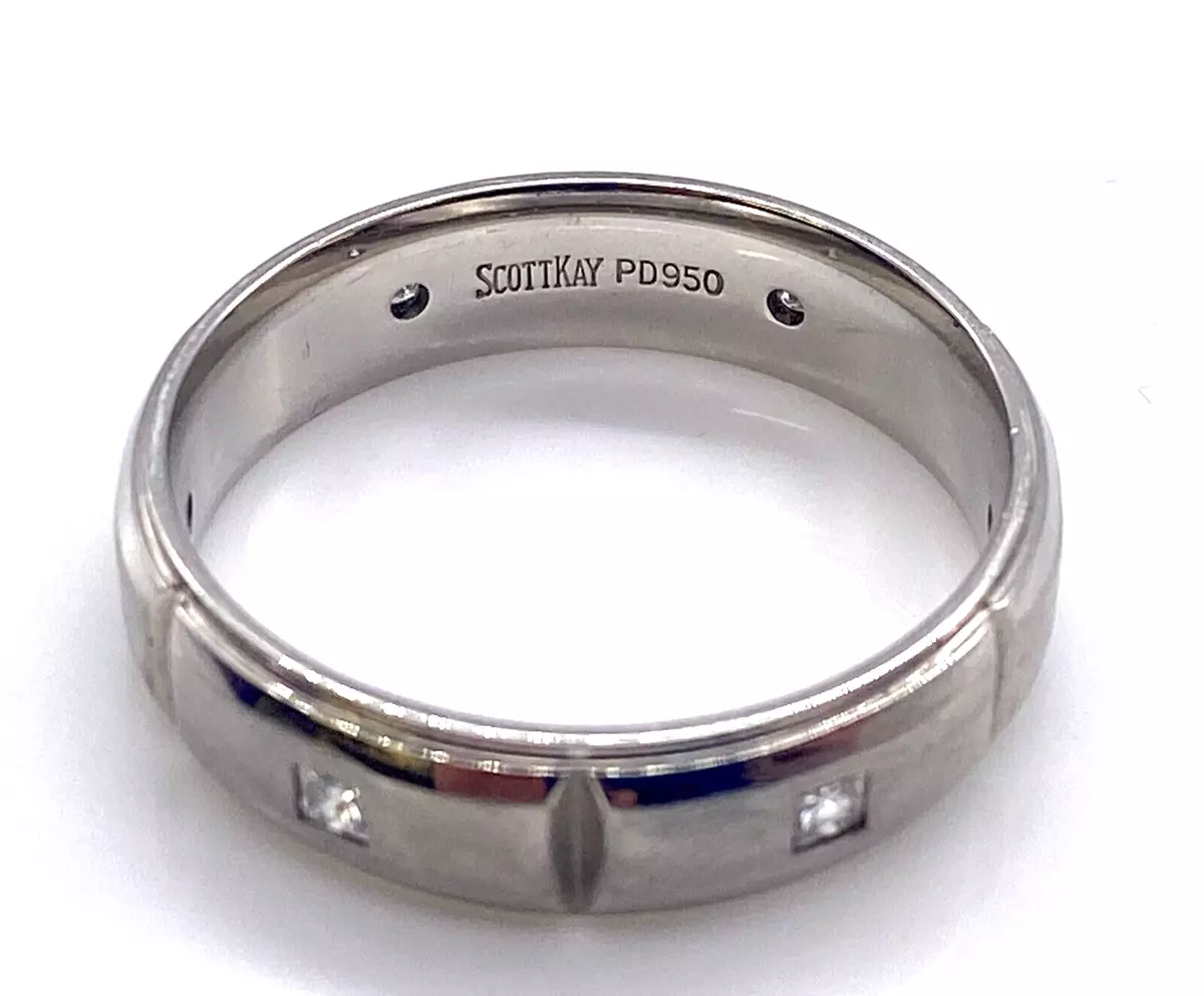 Scott Kay Men s Palladium Solid Wide Channel Diamond Wedding Band