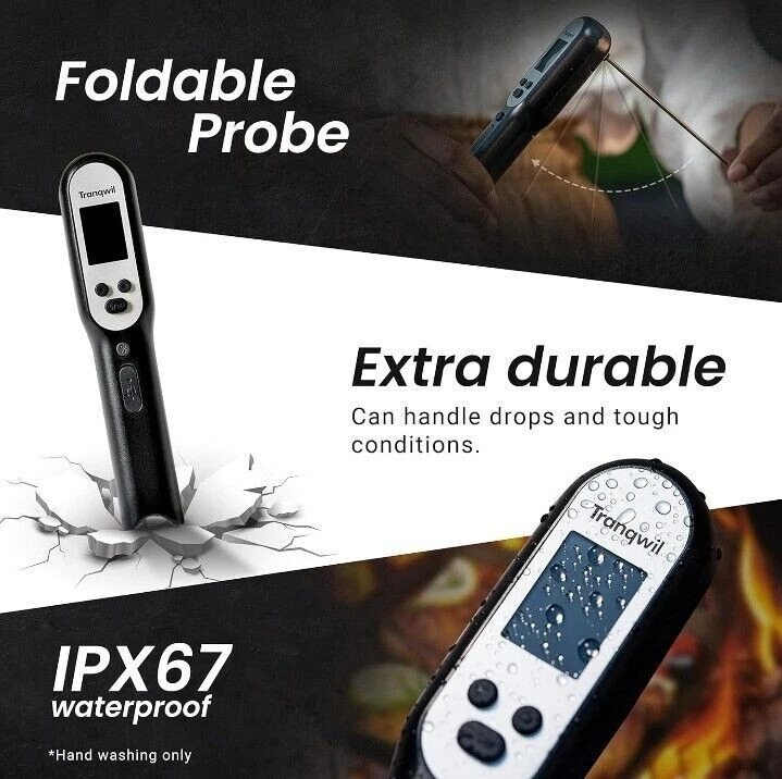 Meat Thermometer Waterproof Backlight Instant Read Digital IPX67 Fast Calibratio