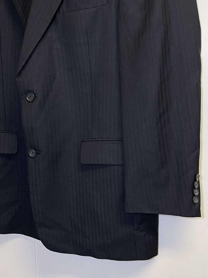 Hart Schaffner Marx 40S Navy Herringbone Gold Trumpeter Blazer Jacket Made In US - Image 4 of 4