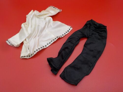 Vintage Barbie Clone Mego Maddie Mod White Satin TOP & Black Satin BELL BOTTOMS - Picture 1 of 7
