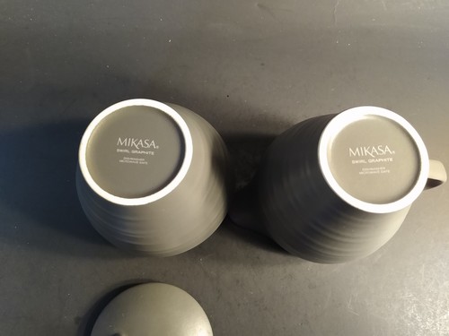 Mikasa Swirl Graphite Cream & Sugar Set - Picture 3 of 6