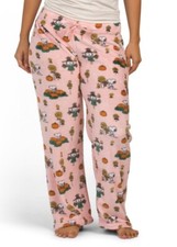 Peanuts womens Halloween Snoopy Mummy Pumpkin Plush Pajama Pants New Sz XL 1006A