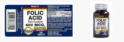 SM Basic's Folic Acid Tab 400mcg
