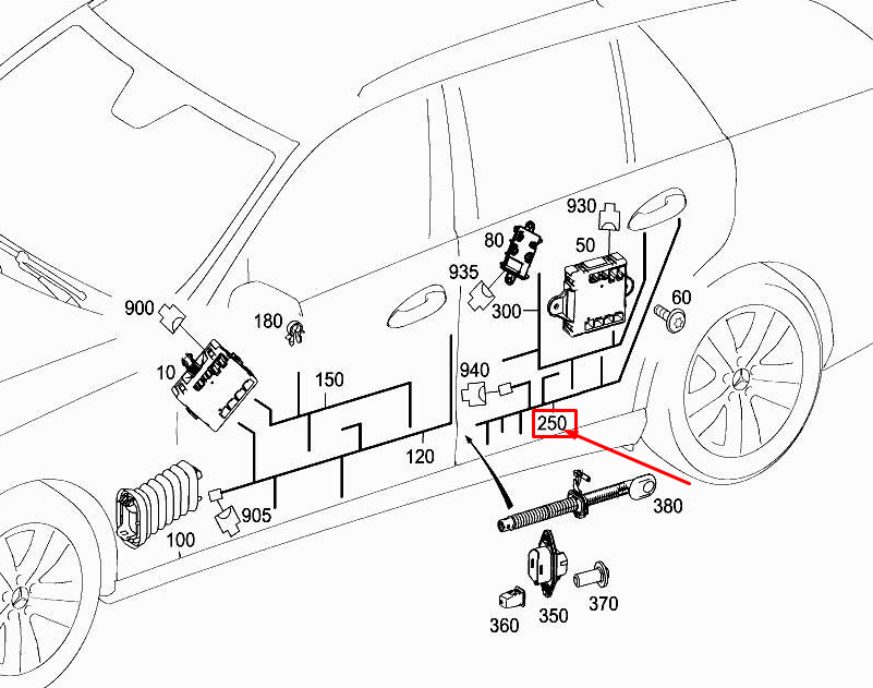 Neu MERCEDES-BENZ E W212 Kabelbaum für die hintere Tür A2125407405 Original