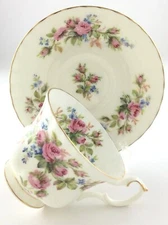 Vintage Teacup and Saucer Royal Albert Bone China England Moss Rose T010