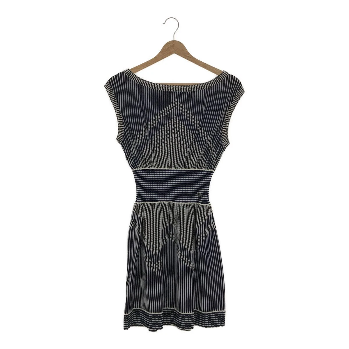 CHANEL donna senza maniche blu pezzo unico taglia 36 autentico dal Giappone