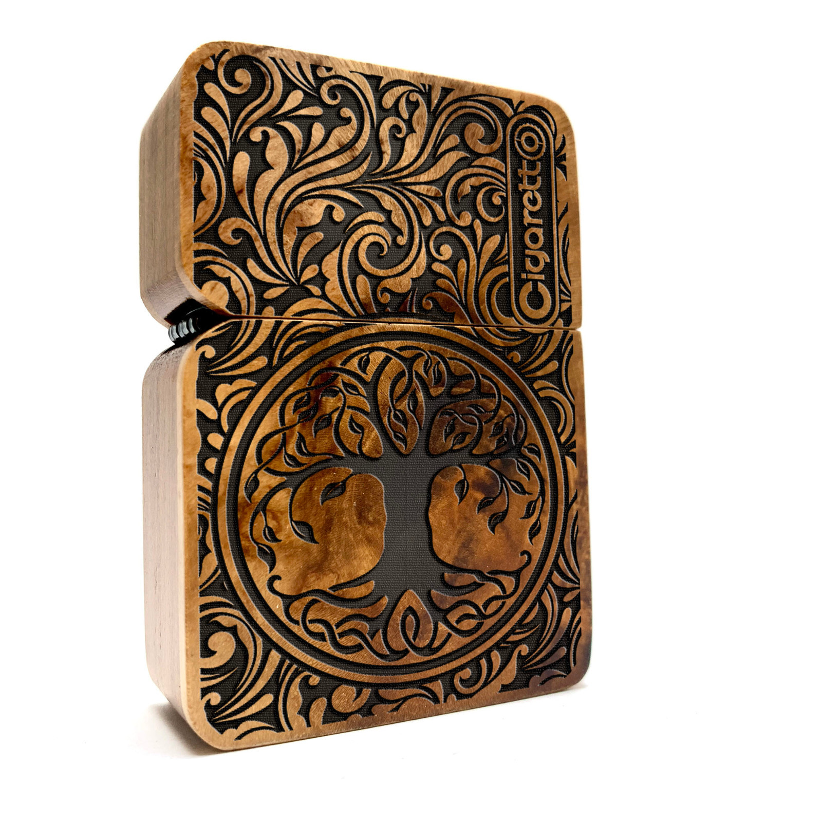 Tree Of Life Java Teakwood Engraved Lighter