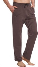 Men's Cotton Sweatpants with Pockets Open Bottom Straight Leg Lounge Yoga Pajama