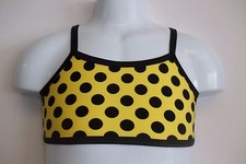 CHILD/TODDLER BRA TOP, YELLOW  BLACK POLKA DOT, GYMNASTICS, DANCE, KIDS, BABY