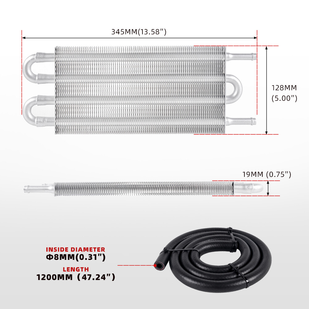 4 Rows Aluminum Remote Transmission Oil Cooler Radiator Converter Kit Universal