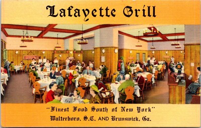Postcard Lafayette Grill Waterboro SC Brunswick Georgia D125