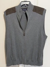 Roundtree And Yorke Full Zip Vest Size 2XB Mens 100% Cotton Gray w/ShoulderPatch