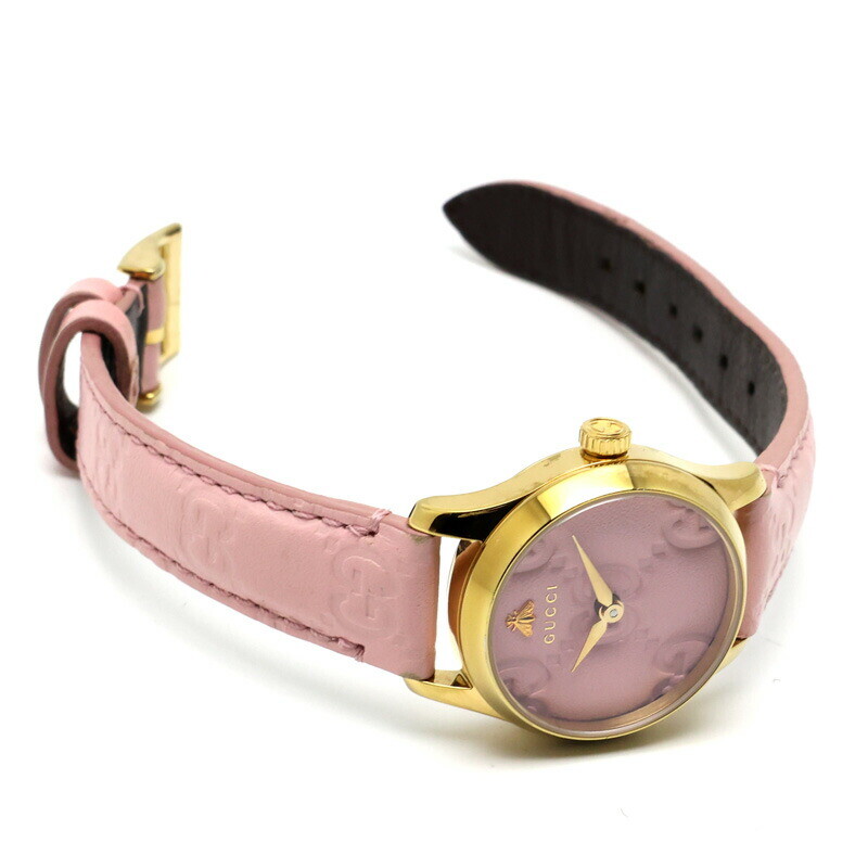 GUCCI WATCH 126.5 G TIMELESS GF PINK LEATHER QUARTZ MOVEMENT