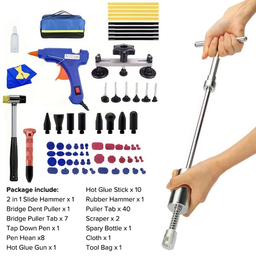 75Pcs Car Body Dent Puller Bridge Puller Tool Paintless Hail Remover Repair Kit