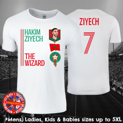 Hakim Ziyech Morocco Football Fan T-shirt Mens Ladies Kids Babies World Cup  UK