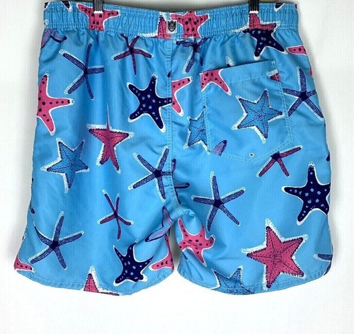 Pantalones Cortos de Natación WES and WILLY Para Hombres TALLA XL Azul Rosa ESTRELLA Forrados Playa - Imagen 2 de 5